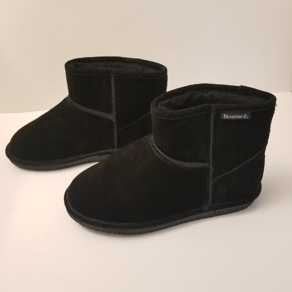 BearPaw Black Cowhide Suede Booties  Size 10 W - Picture 4 of 6